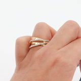 14k Yellow Gold Quad-row Diamond Openwork Cocktail Ring