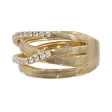 14k Yellow Gold Quad-row Diamond Openwork Cocktail Ring