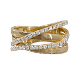 14k Yellow Gold Quad-row Diamond Openwork Cocktail Ring