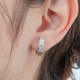 Ladies 14k White Gold Princess Cut Diamond Huggie Earrings