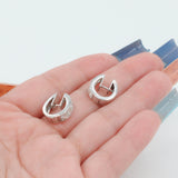 Ladies 14k White Gold Princess Cut Diamond Huggie Earrings