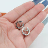 Ladies 14k White Gold Princess Cut Diamond Huggie Earrings