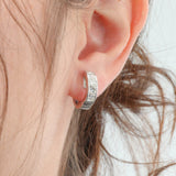 Ladies 14k White Gold Princess Cut Diamond Huggie Earrings