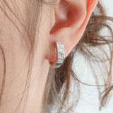 Ladies 14k White Gold Princess Cut Diamond Huggie Earrings