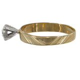 Ladies 14k Yellow Gold Diamond Cut Illusion Set Ring