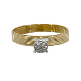 Ladies 14k Yellow Gold Diamond Cut Illusion Set Ring