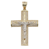 10k Two-tone Gold Crucifix Pendant with Cubic Zirconia