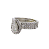 14K White Gold Pear-Cut Diamond Engagement Ring And Wedding Band Set