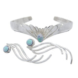 Vintage Sterling Silver Cuff Bangle Bracelet with Matching Earrings