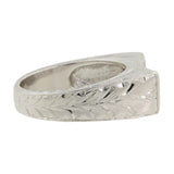 18k Engraved White Gold Dual Row Princess Cut Diamond Ring