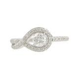 14K White Gold Round Diamond Swirl Loop Halo Band Ring - 0.96CTW