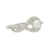 14K White Gold Round Diamond Swirl Loop Halo Band Ring - 0.96CTW