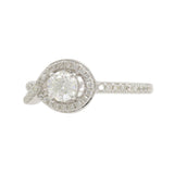 14K White Gold Round Diamond Swirl Loop Halo Band Ring - 0.96CTW