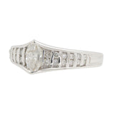 14K White Gold Marquise-Cut & Round Diamond Band Ring