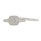 Ladies 10K White Gold Diamond Halo Cushion-Shaped Engagement Ring & Wedding Band