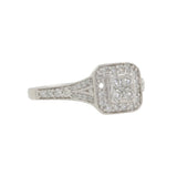 Ladies 10K White Gold Diamond Halo Cushion-Shaped Engagement Ring & Wedding Band