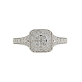 Ladies 10K White Gold Diamond Halo Cushion-Shaped Engagement Ring & Wedding Band