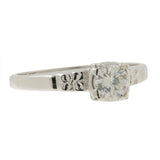 14K White Gold Old Mine Cut Diamond Engagement Ring & Wedding Band
