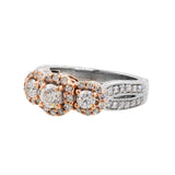 14k Two-Tone Gold Three Stone Diamond Filigree Engagement Ring