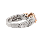14k Two-Tone Gold Three Stone Diamond Filigree Engagement Ring