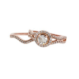 14k Rose Gold Round Brilliant Diamond Solitaire Halo Engagement Ring Set 1.38ctw