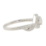 14K White Gold Round Diamond Swirl Loop Halo Band Ring - 0.96CTW