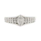 14K White Gold Marquise-Cut & Round Diamond Band Ring