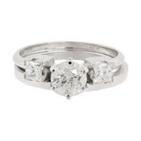 14k White Gold Round Diamond Solitaire Engagement Ring & Princess Cut Band Set