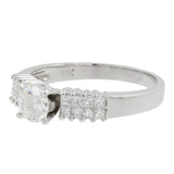 18k White Gold Round Brilliant Diamond Princess Cut Accents Engagement Ring