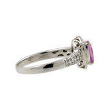 Ladies Modern 14K White Gold Pear-Cut Pink Topaz & Diamond Gemstone Halo Ring