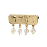 14k Yellow Gold & Pearl Hebrew Script Brooch Pin