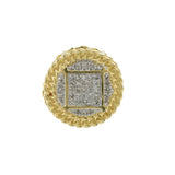 10k White & Yellow Gold Round Diamond Pave Cluster Single Stud Earring