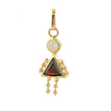 14k Yellow Gold CZ & Garnet Girl Figure Charm Pendant