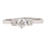 14k White Gold Three Stones Diamond Cluster Engagement Anniversary Ring