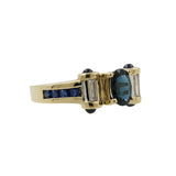 14K Synthetic Blue Spinel Lady's Stone & Diamond Ring 2 Diamonds