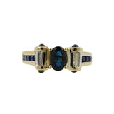 14K Synthetic Blue Spinel Lady's Stone & Diamond Ring 2 Diamonds