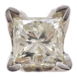 14k White Gold Single Princess-Cut Diamond Solitaire Stud Earring