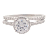 14k White Gold Zirconia and Diamond Engagement Ring