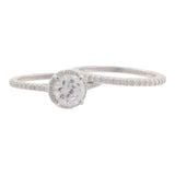 14k White Gold Zirconia and Diamond Engagement Ring