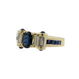 14K Synthetic Blue Spinel Lady's Stone & Diamond Ring 2 Diamonds