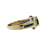 14K Synthetic Blue Spinel Lady's Stone & Diamond Ring 2 Diamonds