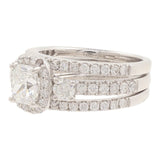 14k White Gold Radiant Diamond Triple Band Engagement Ring