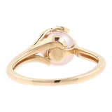 Damas 14k oro rosa diamante y anillo de perla rosa / anillo de perla de diamante de oro rosa / anillo de perla de oro real de 14k con diamantes