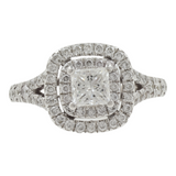 Ladies 10k White Gold Princess Cut Diamond Engagement Ring
