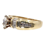 Anillo de compromiso con diamantes de talla marquesa en oro amarillo de 14 k para mujer