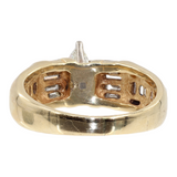 Anillo de compromiso con diamantes de talla marquesa en oro amarillo de 14 k para mujer