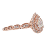 Ladies 10k Rose Gold Pear Diamond Ring