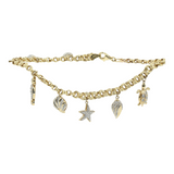 14k Yellow Gold Diamond 8” Marine Charm Bracelet