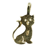 Colgante de gato pequeño de oro amarillo de 14 k