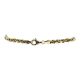 Pulsera de cadena de cuerda de 8” de oro amarillo de 10 k